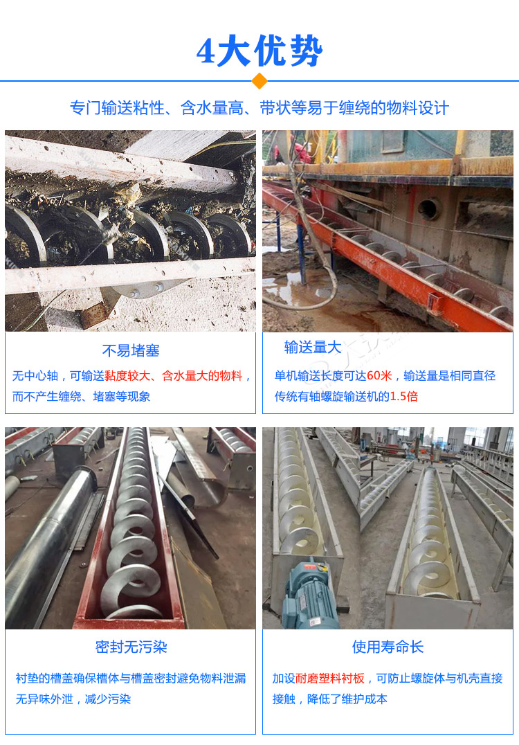 無軸螺旋輸送機(jī)特點